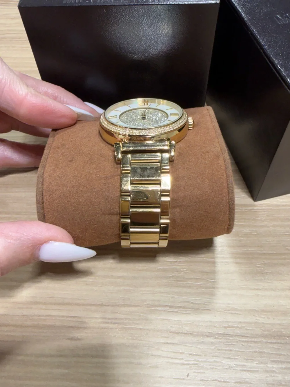 Michael Kors Gold-Tone Crystal Mother-of-Pearl Dial Women's Watch